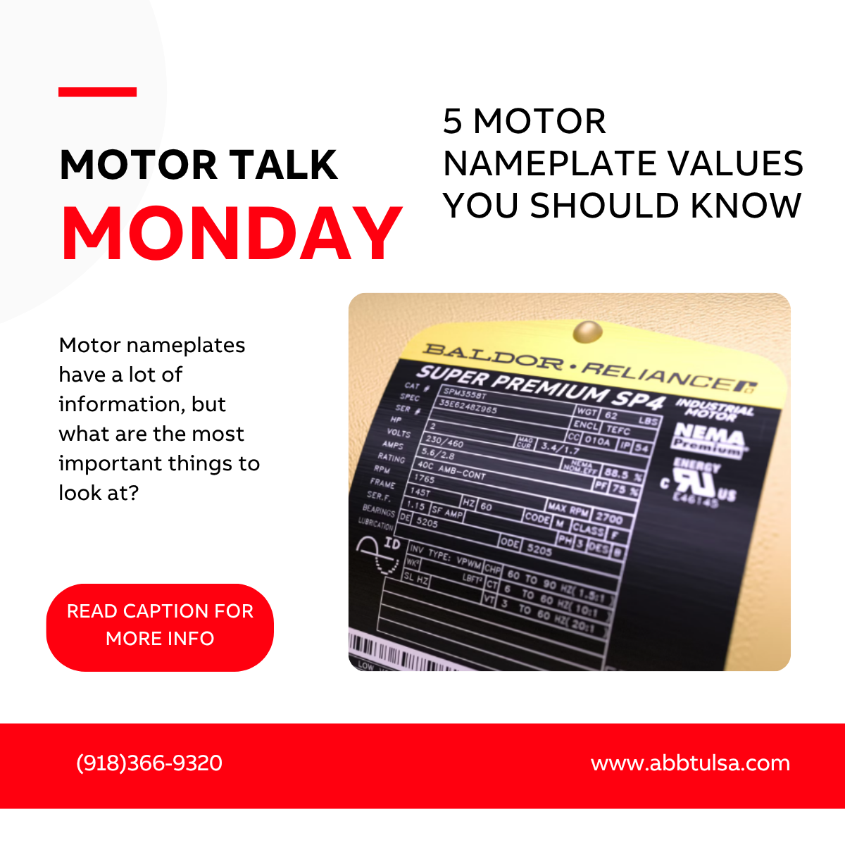 Motor Talk Monday – 5 Motor Nameplate Values You Should Know